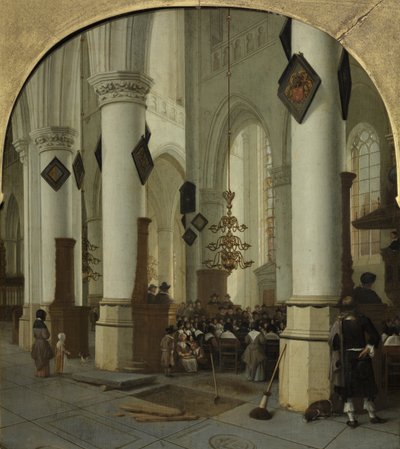 Vista interior de la iglesia de San Bavo en Haarlem durante la misa de Hendrik Cornelisz. van Vliet